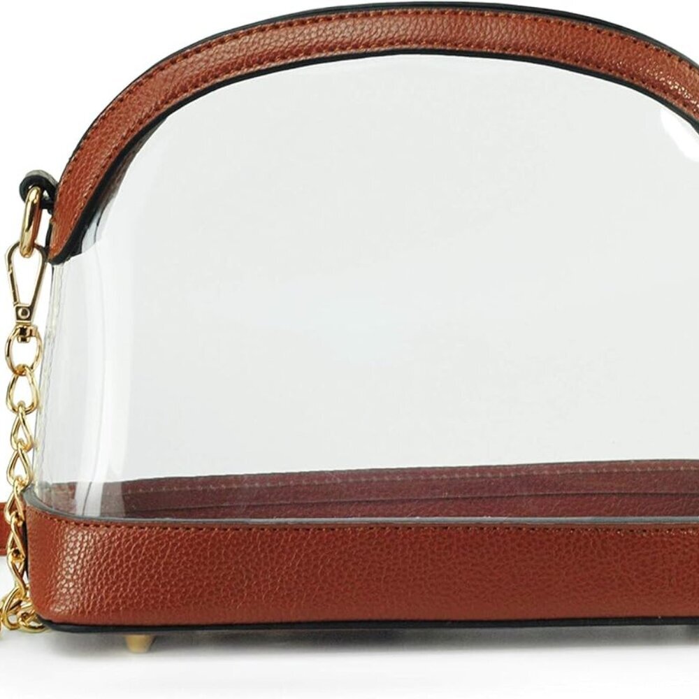 Clear Cross Body Bag with Vegan Leather Trim Stadium Approved Women Shoulder Han